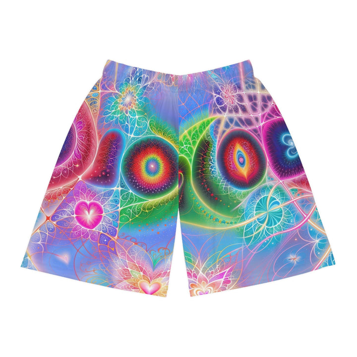 Vibrant Fractal Blossoms - AOP Basketball Shorts - All Over Prints - g(0D·IO) - Seam thread color automatically matched to design - S -