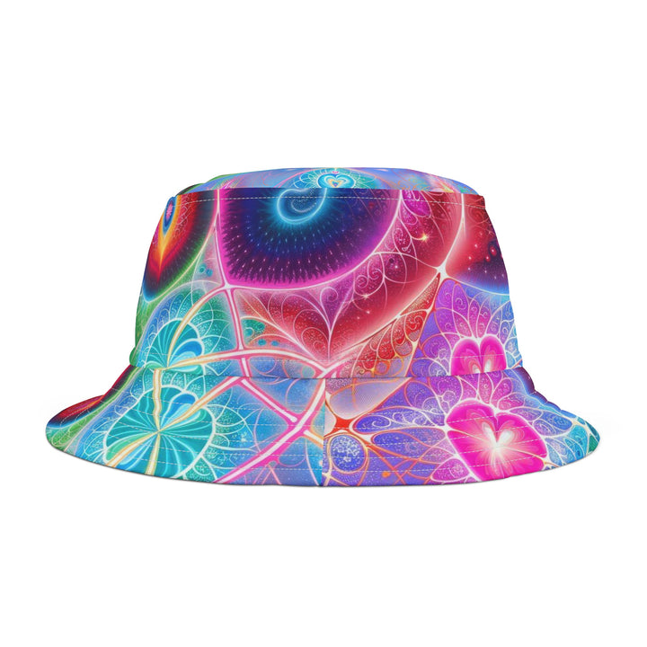 Vibrant Fractal Blossoms - Bucket Hat - Hats - g(0D·IO) - Large - White stitching -