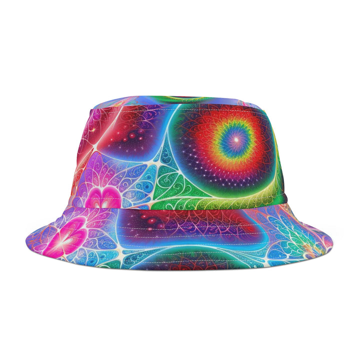 Vibrant Fractal Blossoms - Bucket Hat - Hats - g(0D·IO) - Large - White stitching -