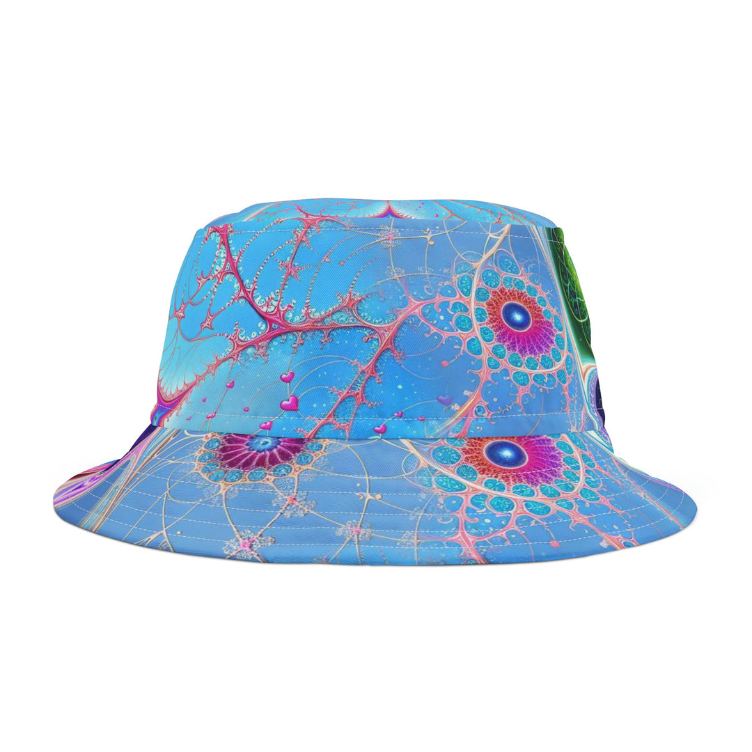 Vibrant Fractal Blossoms - Bucket Hat - Hats - g(0D·IO) - Large - White stitching -