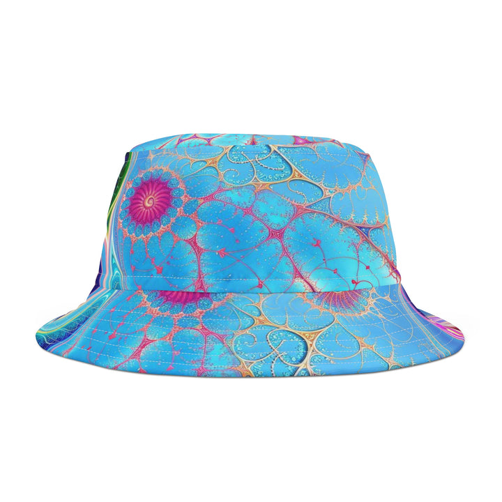 Vibrant Fractal Blossoms - Bucket Hat - Hats - g(0D·IO) - Large - White stitching -