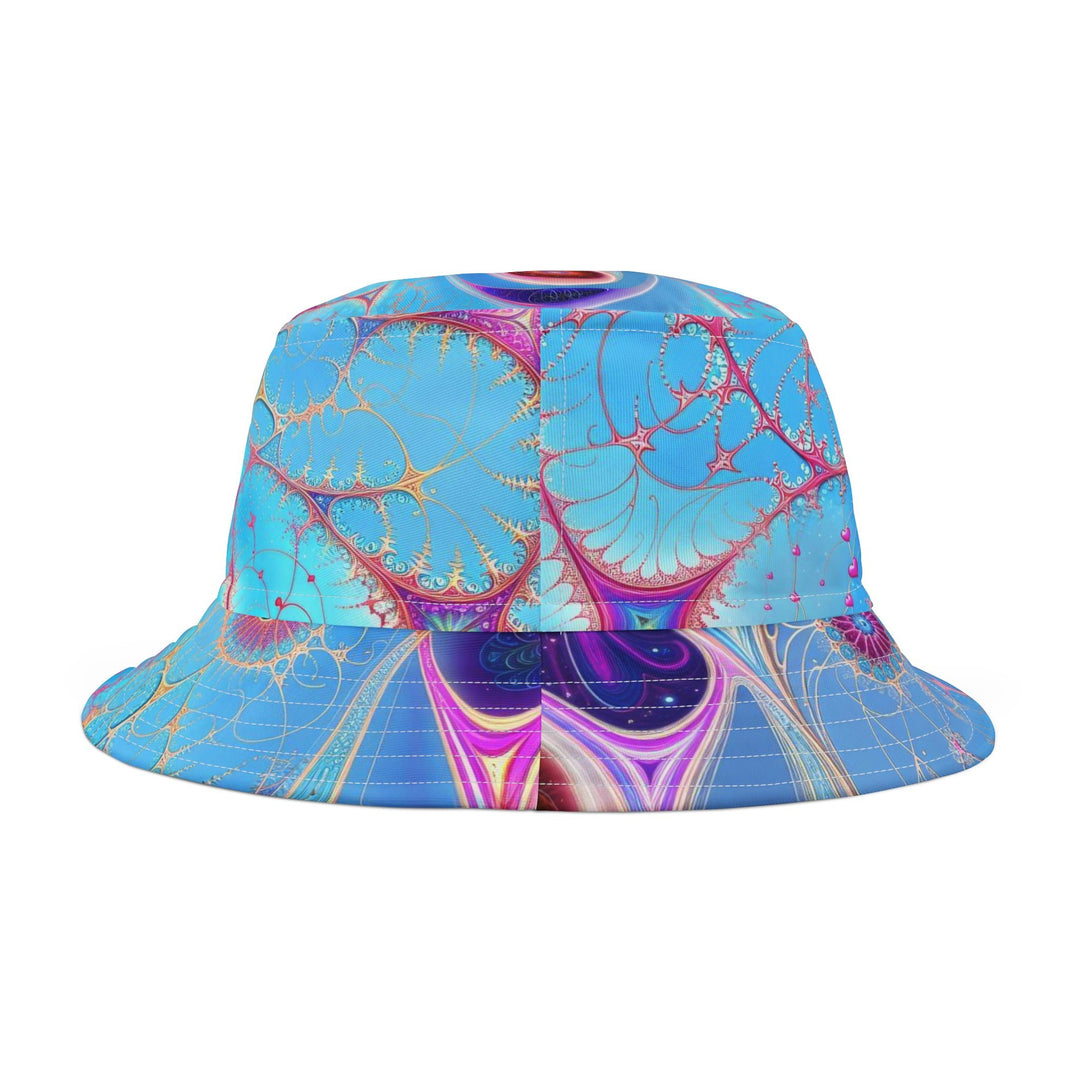 Vibrant Fractal Blossoms - Bucket Hat - Hats - g(0D·IO) - Large - White stitching -