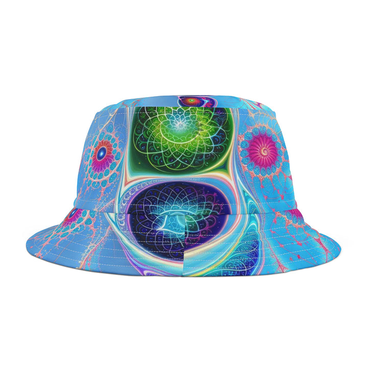 Vibrant Fractal Blossoms - Bucket Hat - Hats - g(0D·IO) - Large - White stitching -