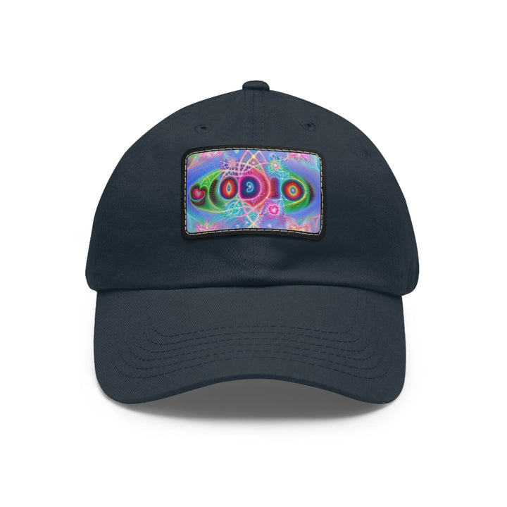 Vibrant Fractal Blossoms - Dad Hat - Hats - g(0D·IO) - Navy / Black patch - Rectangle - One size