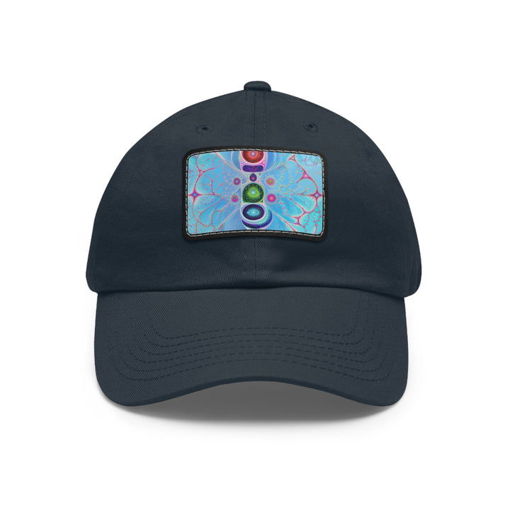 Vibrant Fractal Blossoms - Dad Hat - Hats - g(0D·IO) - Navy / Black patch - Rectangle - One size