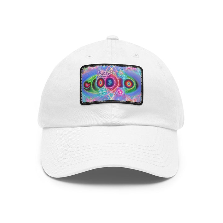 Vibrant Fractal Blossoms - Dad Hat - Hats - g(0D·IO) - White / Black patch - Rectangle - One size