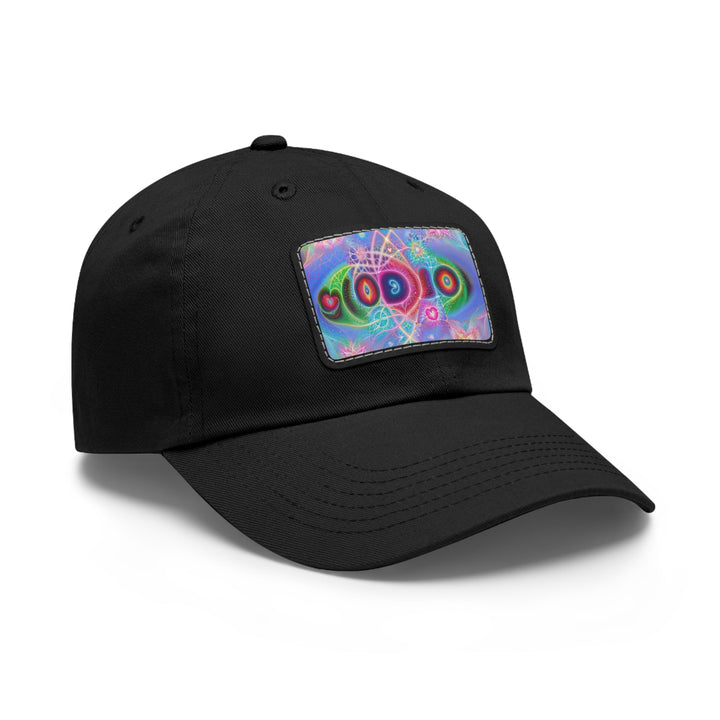 Vibrant Fractal Blossoms - Dad Hat - Hats - g(0D·IO) - White / Black patch - Rectangle - One size