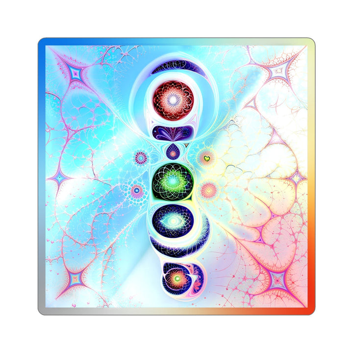 Vibrant Fractal Blossoms - Holographic Die-Cut Sticker - Paper products - g(0D·IO) - 6" × 6" - Die-Cut - Holographic