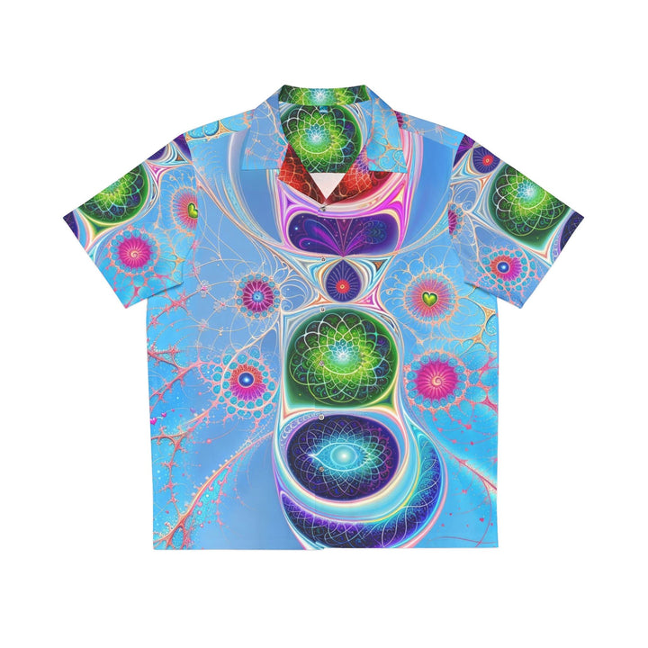 Vibrant Fractal Blossoms - Men's Hawaiian Shirt - All Over Prints - g(0D·IO) - S - White -