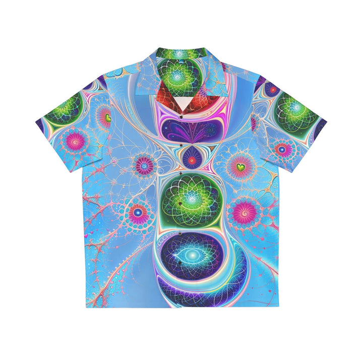 Vibrant Fractal Blossoms - Men's Hawaiian Shirt - All Over Prints - g(0D·IO) - S - Black -