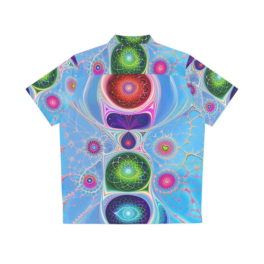 Vibrant Fractal Blossoms - Men's Hawaiian Shirt - All Over Prints - g(0D·IO) - S - Black -