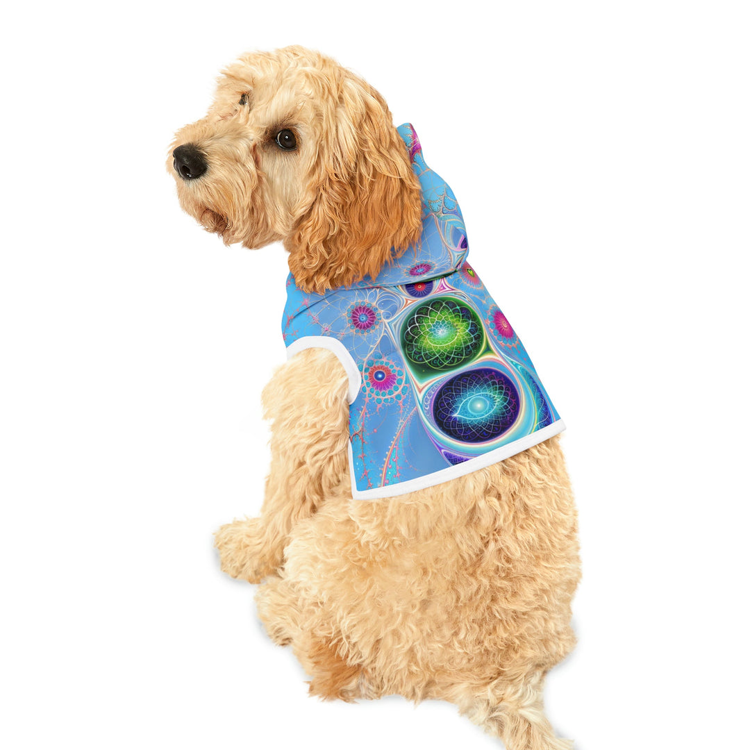 Vibrant Fractal Blossoms - Pet Hoodie - Pets - g(0D·IO) - XXS - Black Rib -