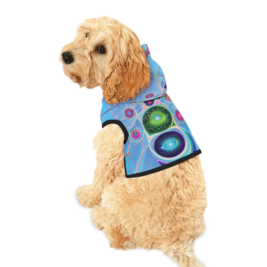 Vibrant Fractal Blossoms - Pet Hoodie - Pets - g(0D·IO) - XXS - Black Rib -