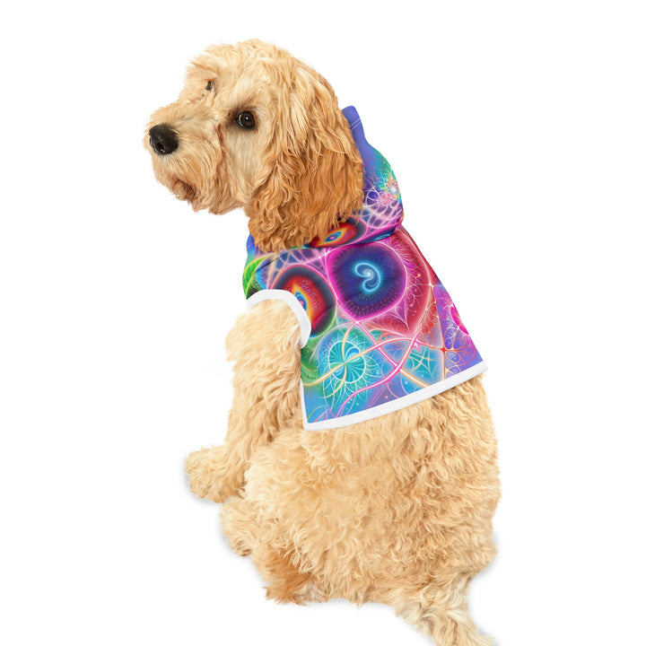 Vibrant Fractal Blossoms - Pet Hoodie - Pets - g(0D·IO) - XXS - Black Rib -