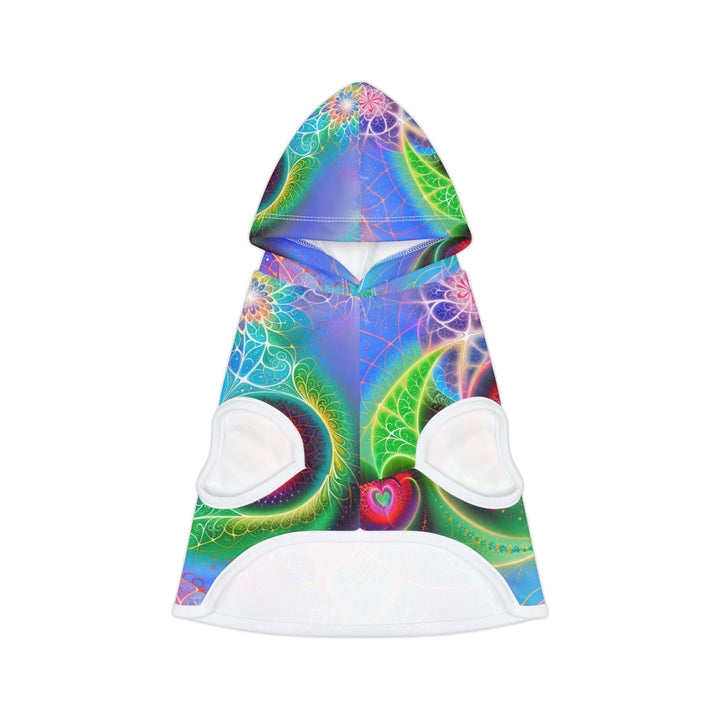 Vibrant Fractal Blossoms - Pet Hoodie - Pets - g(0D·IO) - XXS - White Rib -