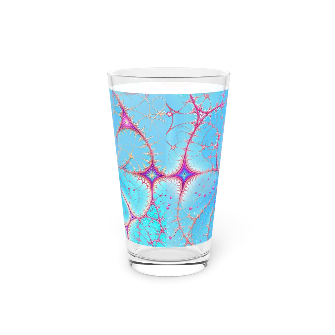 Vibrant Fractal Blossoms - Pint Glass - Mug - g(0D·IO) - 16oz - -