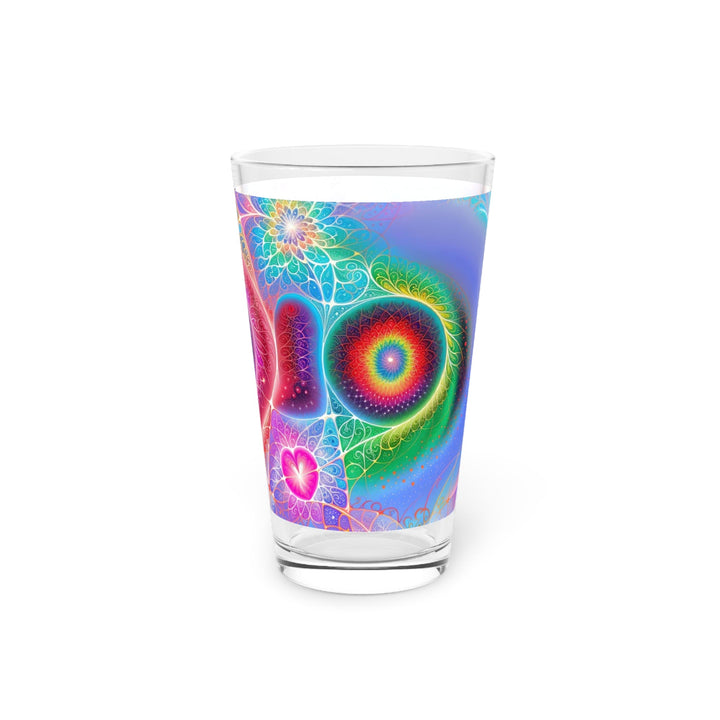 Vibrant Fractal Blossoms - Pint Glass - Mug - g(0D·IO) - 16oz - -