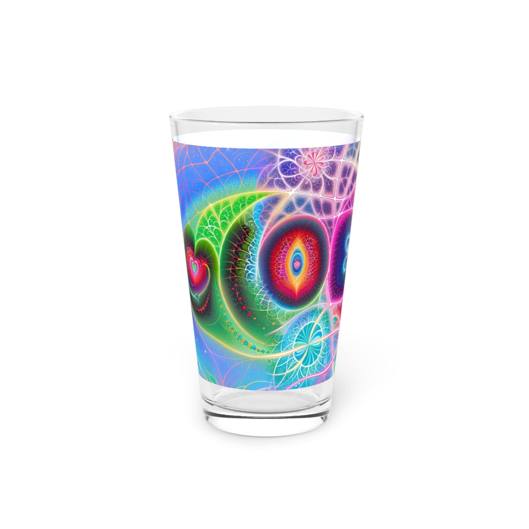 Vibrant Fractal Blossoms - Pint Glass - Mug - g(0D·IO) - 16oz - -