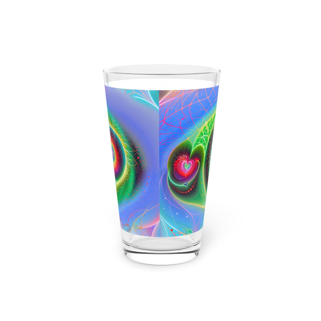 Vibrant Fractal Blossoms - Pint Glass - Mug - g(0D·IO) - 16oz - -