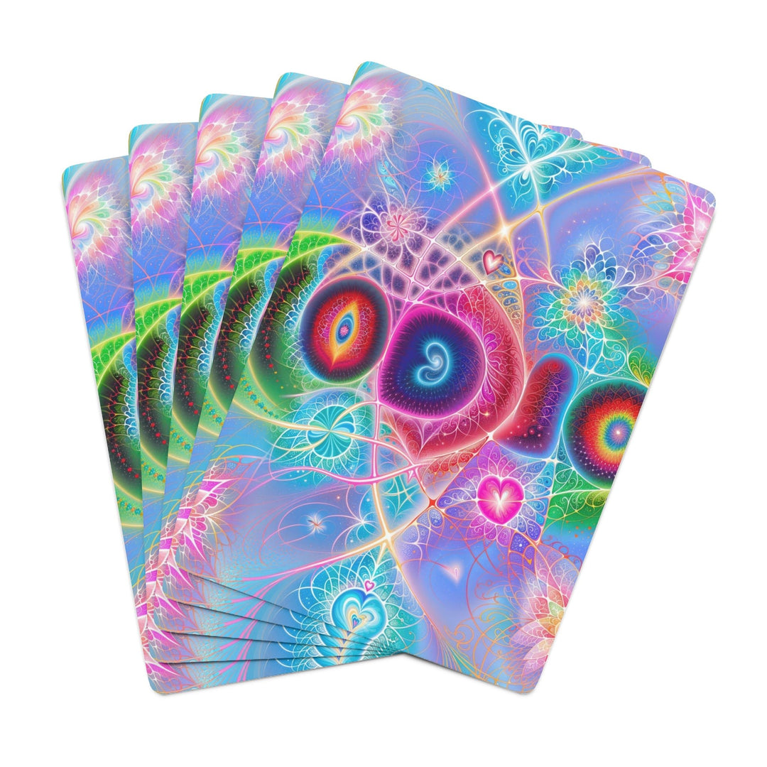 Vibrant Fractal Blossoms - Poker Cards - Paper products - g(0D·IO) - 2.47" x 3.47" - White - Semi Glossy