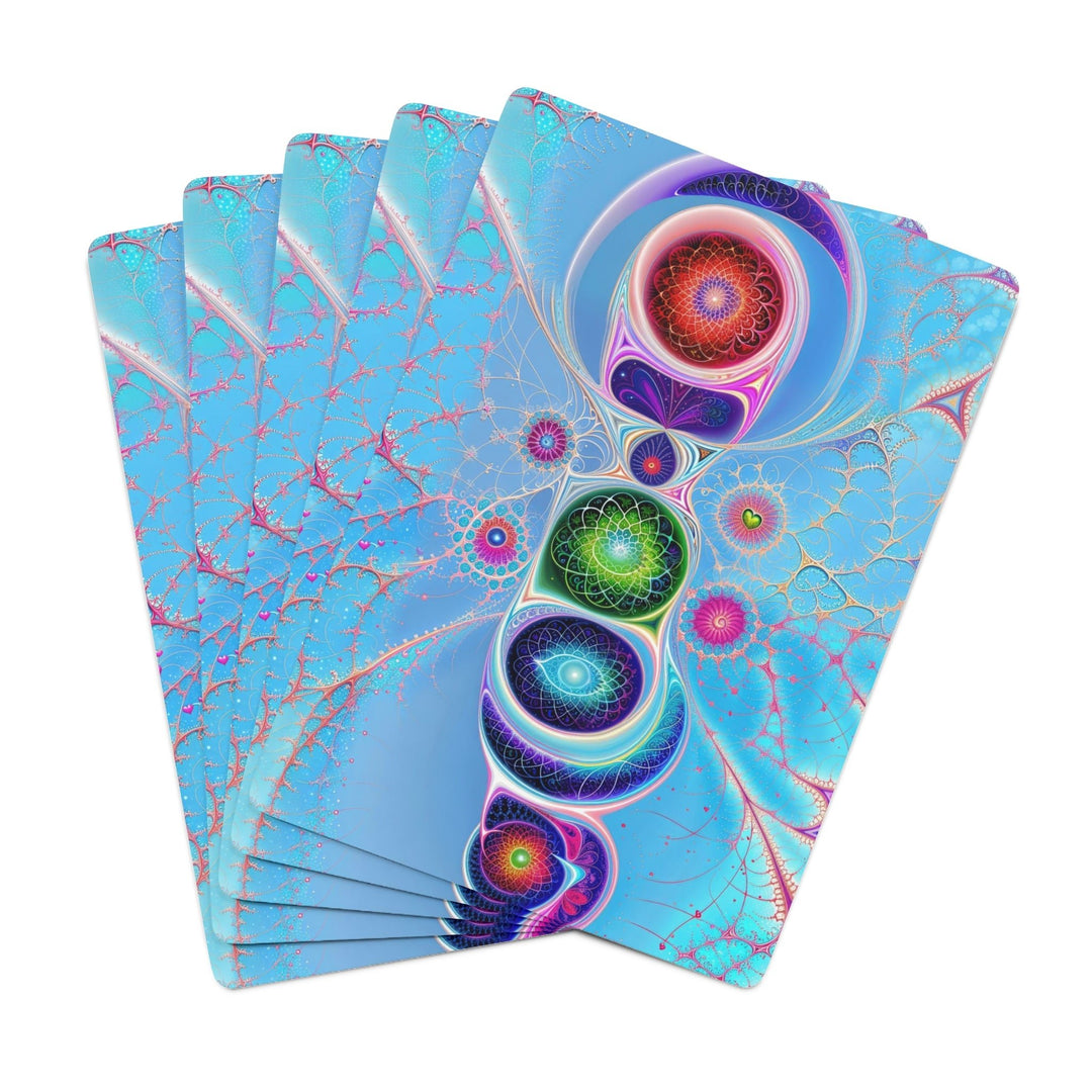 Vibrant Fractal Blossoms - Poker Cards - Paper products - g(0D·IO) - 2.47" x 3.47" - White - Semi Glossy