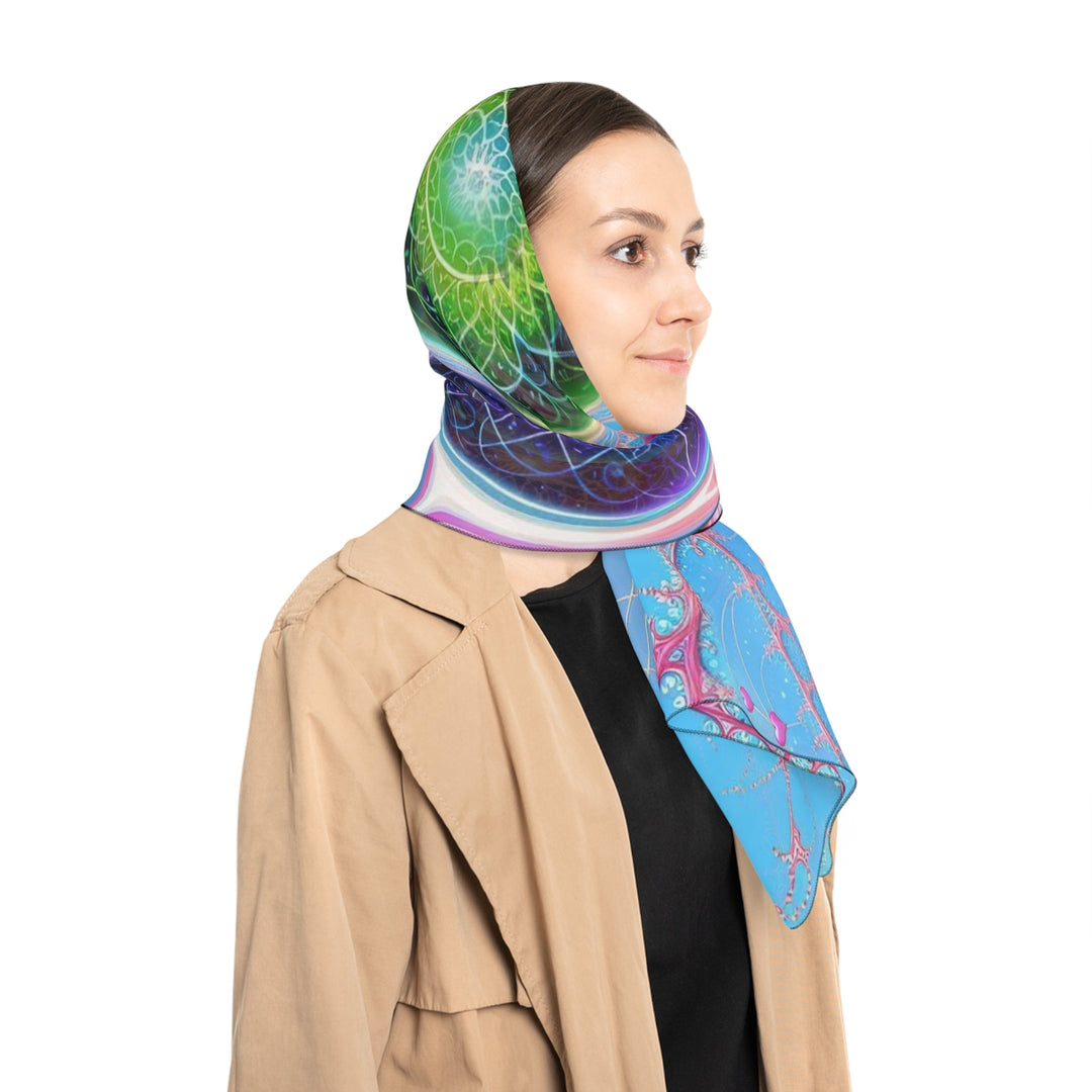 Vibrant Fractal Blossoms - Poly Scarf - Accessories - g(0D·IO) - Poly chiffon - 50" × 50" -