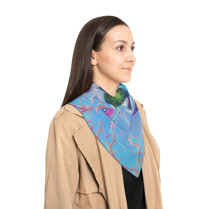 Vibrant Fractal Blossoms - Poly Scarf - Accessories - g(0D·IO) - Poly chiffon - 50" × 50" -