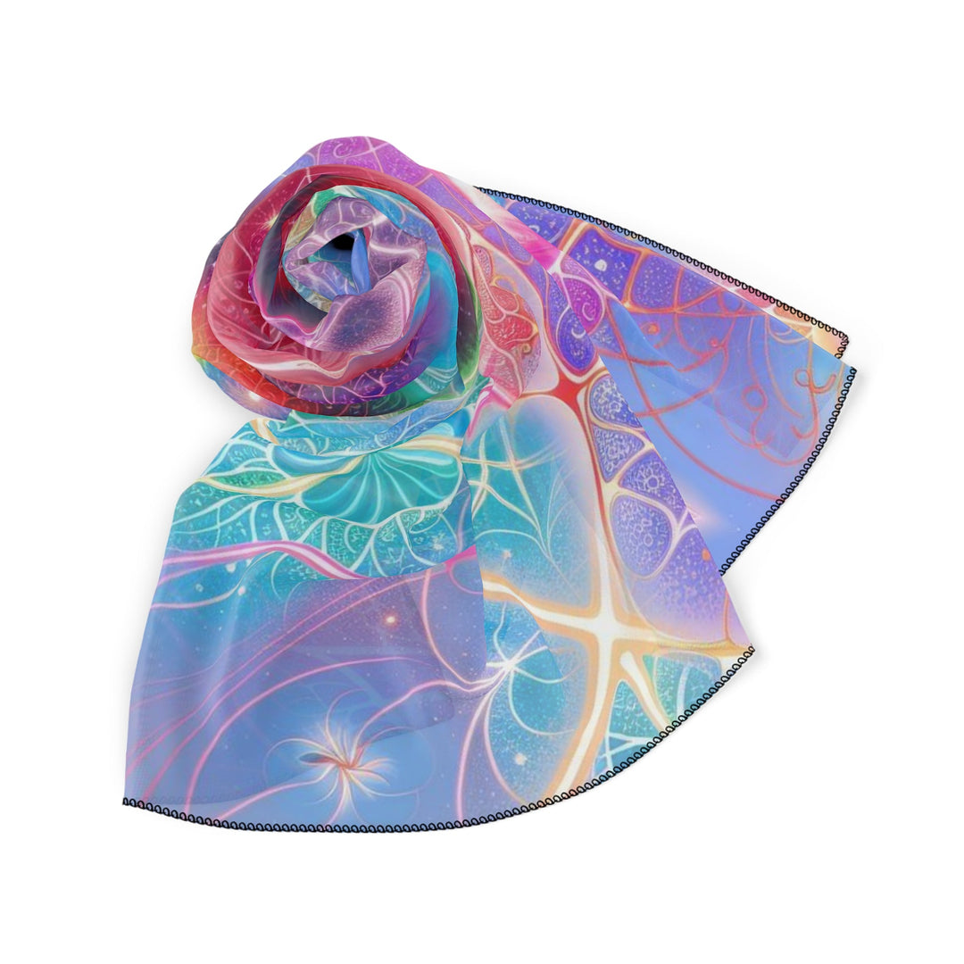 Vibrant Fractal Blossoms - Poly Scarf - Accessories - g(0D·IO) - Poly chiffon - 50" × 50" -