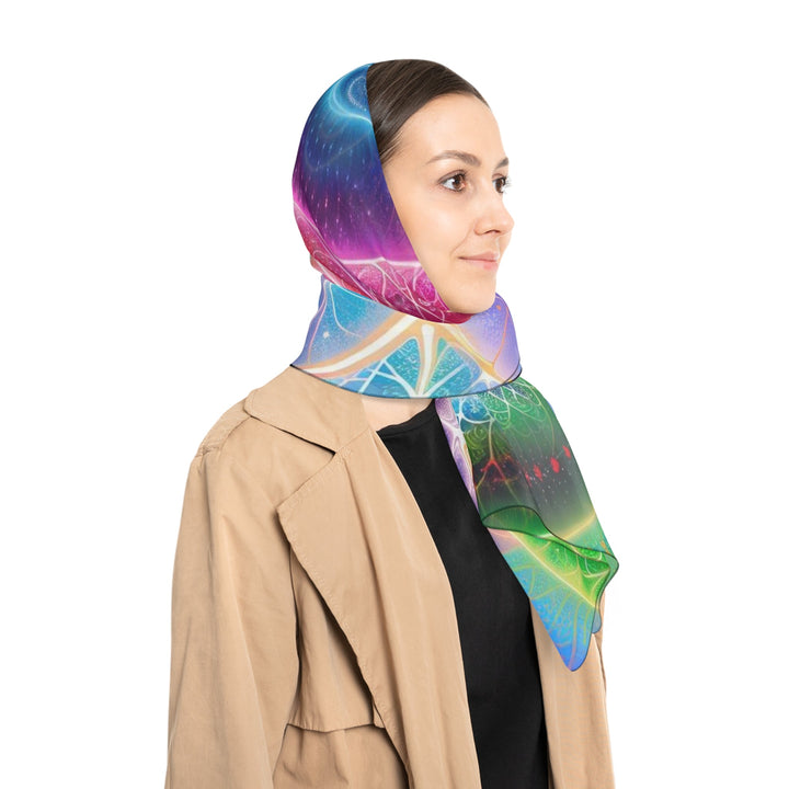 Vibrant Fractal Blossoms - Poly Scarf - Accessories - g(0D·IO) - Poly chiffon - 50" × 50" -