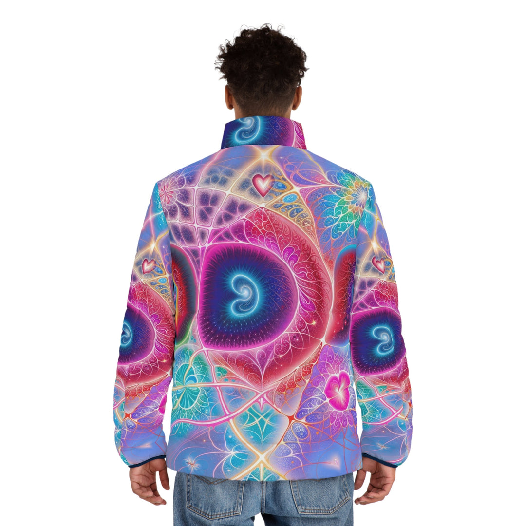 Vibrant Fractal Blossoms - Puffer Jacket - All Over Prints - g(0D·IO) - S - Black zipper -