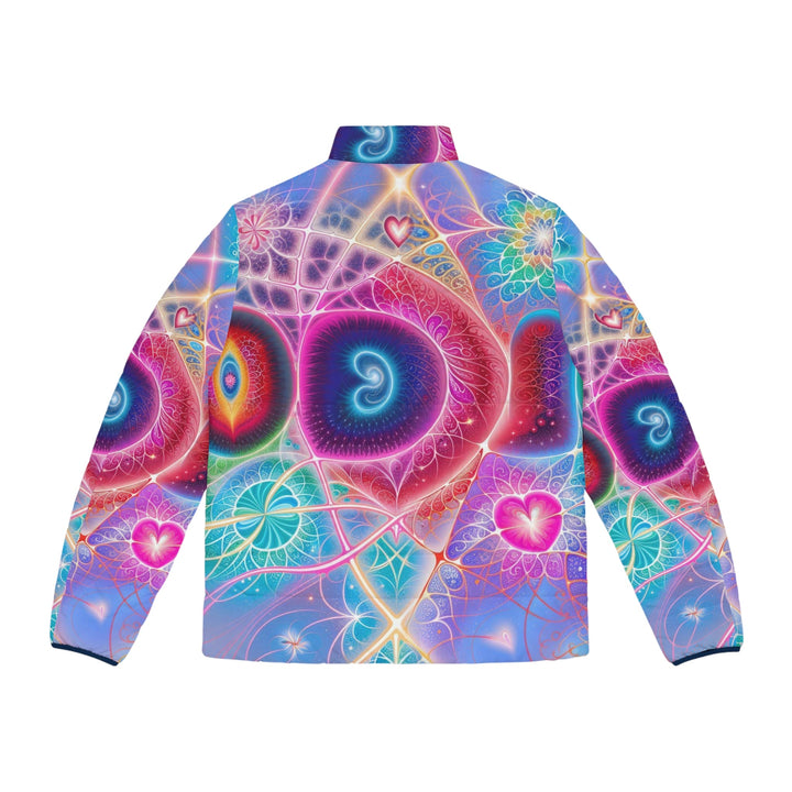 Vibrant Fractal Blossoms - Puffer Jacket - All Over Prints - g(0D·IO) - S - Black zipper -