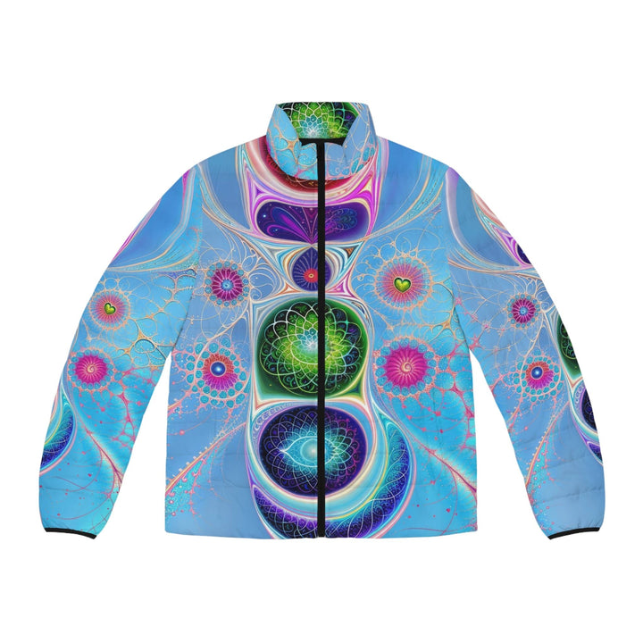 Vibrant Fractal Blossoms - Puffer Jacket - All Over Prints - g(0D·IO) - S - Black zipper -