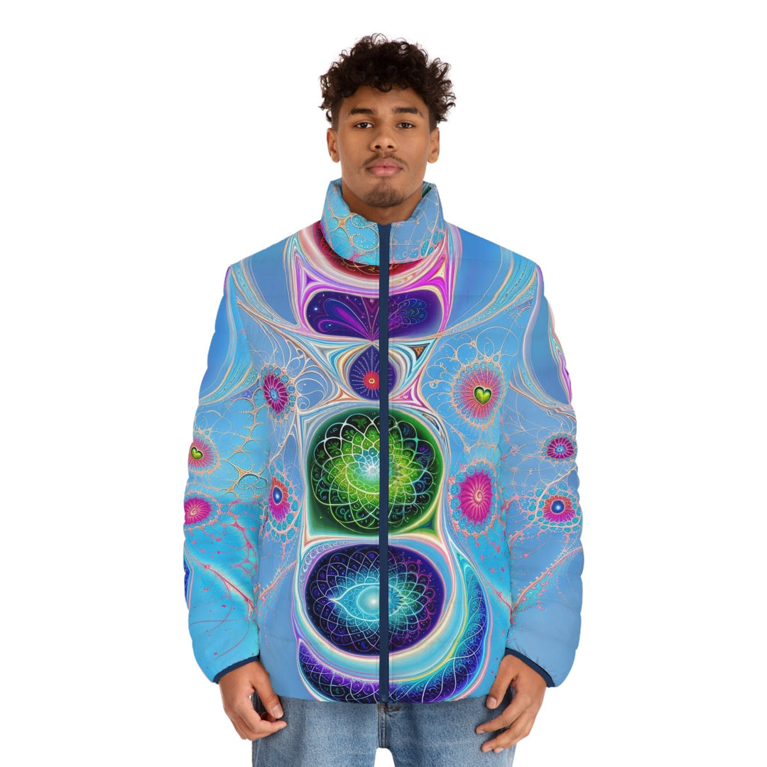 Vibrant Fractal Blossoms - Puffer Jacket - All Over Prints - g(0D·IO) - S - Black zipper -