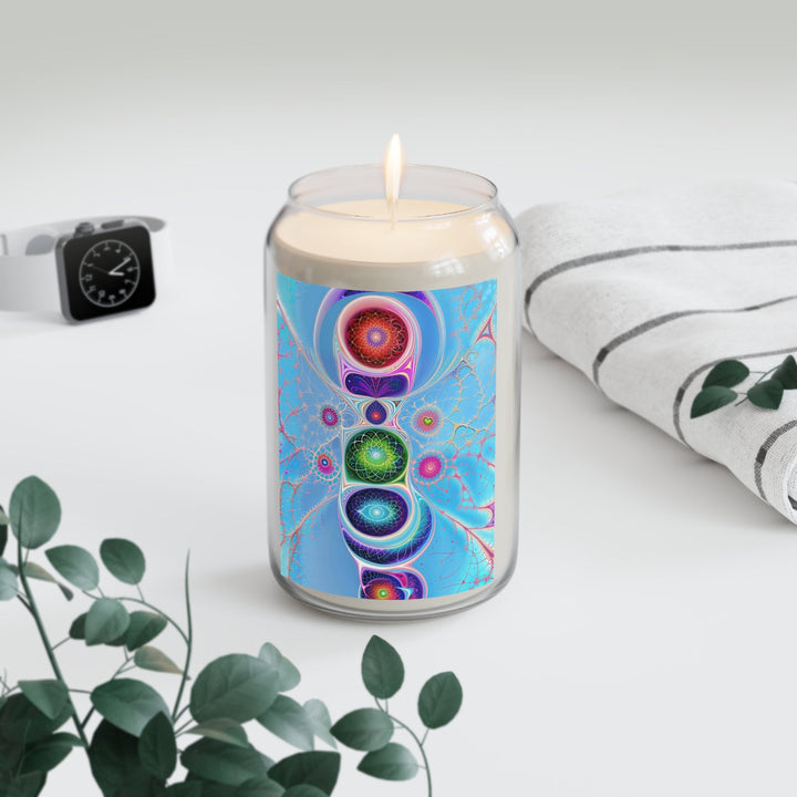 Vibrant Fractal Blossoms - Scented Candle - Home Decor - g(0D·IO) - Vanilla Bean - 13.75oz -