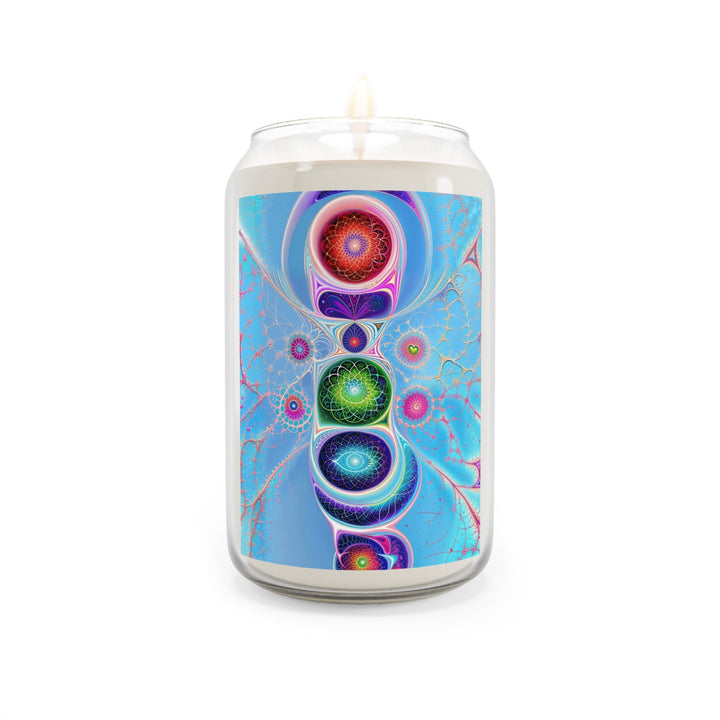 Vibrant Fractal Blossoms - Scented Candle - Home Decor - g(0D·IO) - Vanilla Bean - 13.75oz -