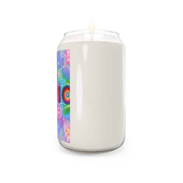Vibrant Fractal Blossoms - Scented Candle - Home Decor - g(0D·IO) - Vanilla Bean - 13.75oz -