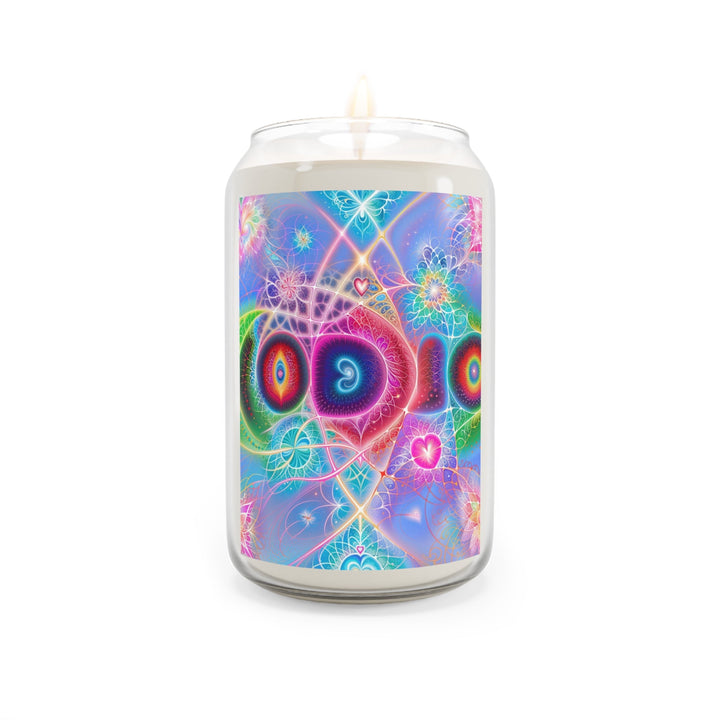 Vibrant Fractal Blossoms - Scented Candle - Home Decor - g(0D·IO) - Vanilla Bean - 13.75oz -