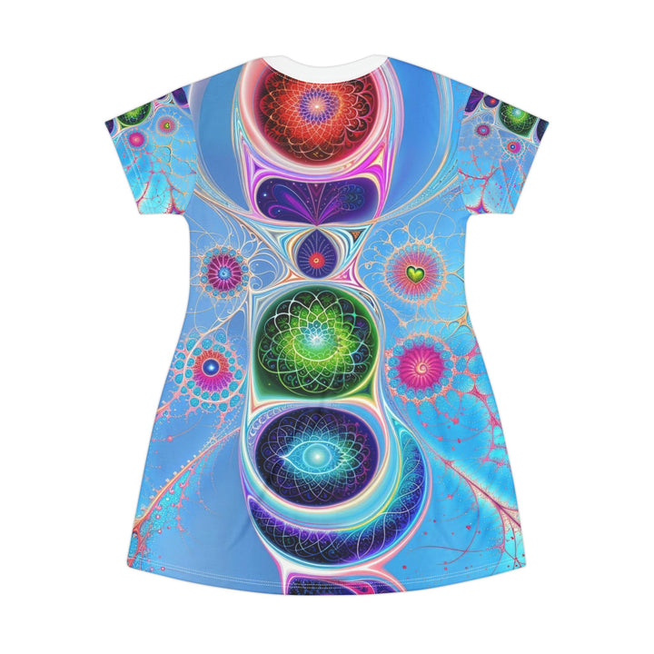 Vibrant Fractal Blossoms - T-Shirt Dress - All Over Prints - g(0D·IO) - XS - -