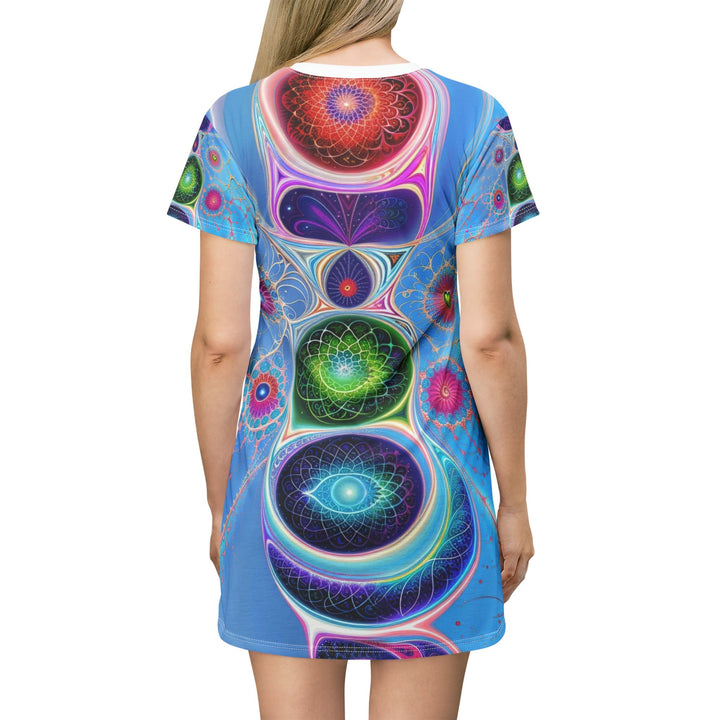 Vibrant Fractal Blossoms - T-Shirt Dress - All Over Prints - g(0D·IO) - XS - -