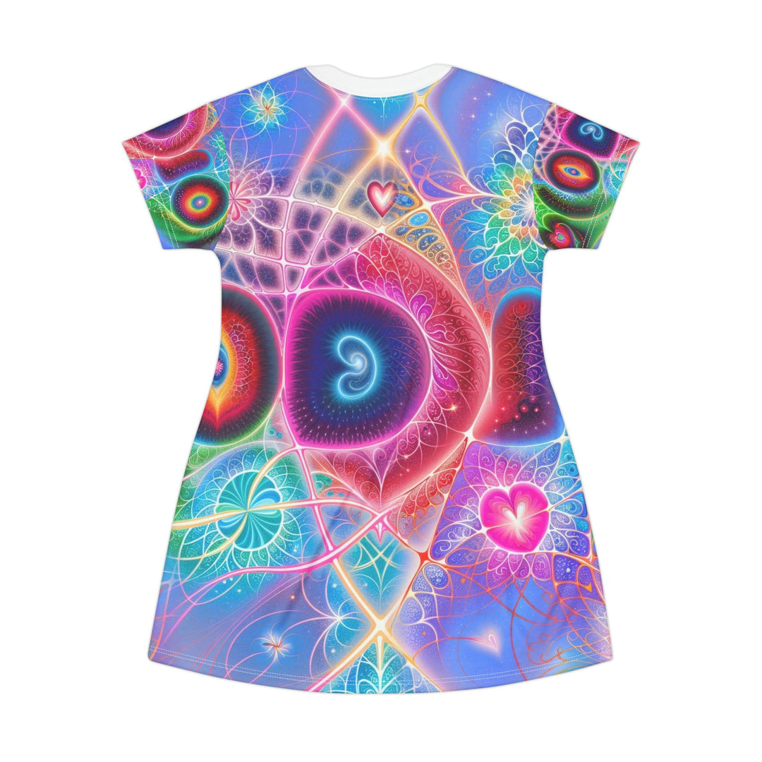 Vibrant Fractal Blossoms - T-Shirt Dress - All Over Prints - g(0D·IO) - XS - -