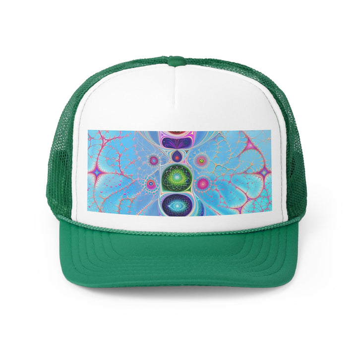 Vibrant Fractal Blossoms - Trucker Hat - Hats - g(0D·IO) - Green - One size -