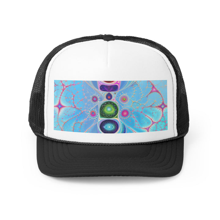 Vibrant Fractal Blossoms - Trucker Hat - Hats - g(0D·IO) - Black - One size -