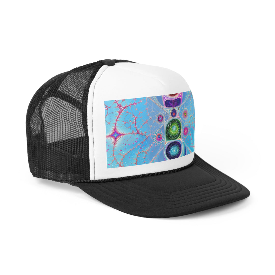 Vibrant Fractal Blossoms - Trucker Hat - Hats - g(0D·IO) - Pink - One size -