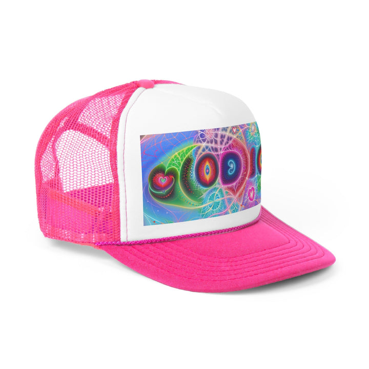 Vibrant Fractal Blossoms - Trucker Hat - Hats - g(0D·IO) - Pink - One size -