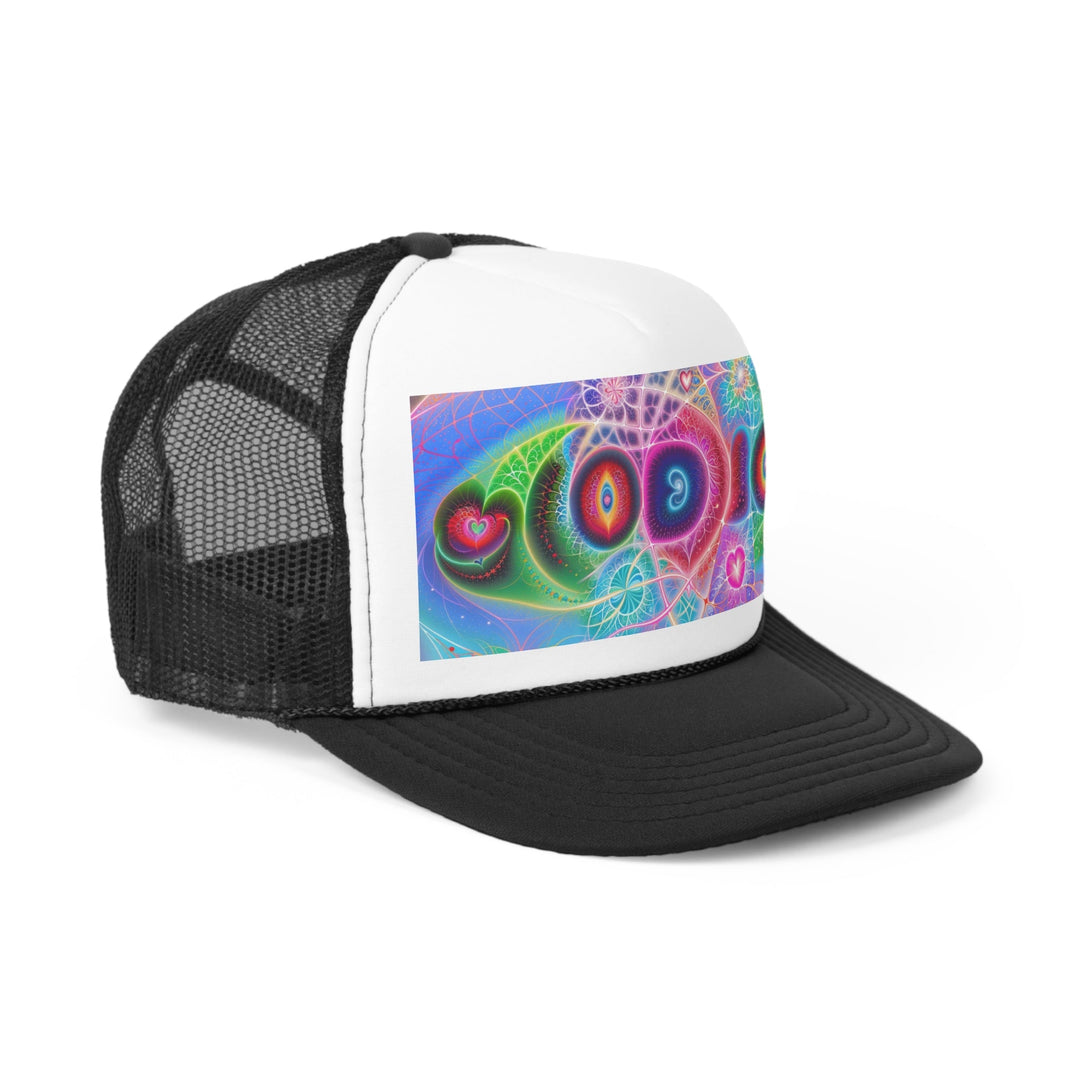 Vibrant Fractal Blossoms - Trucker Hat - Hats - g(0D·IO) - Pink - One size -