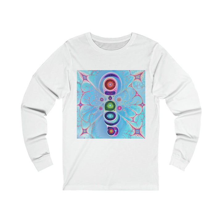 Vibrant Fractal Blossoms - Unisex Jersey Long Sleeve Tee - Long-sleeve - g(0D·IO) - S - White -