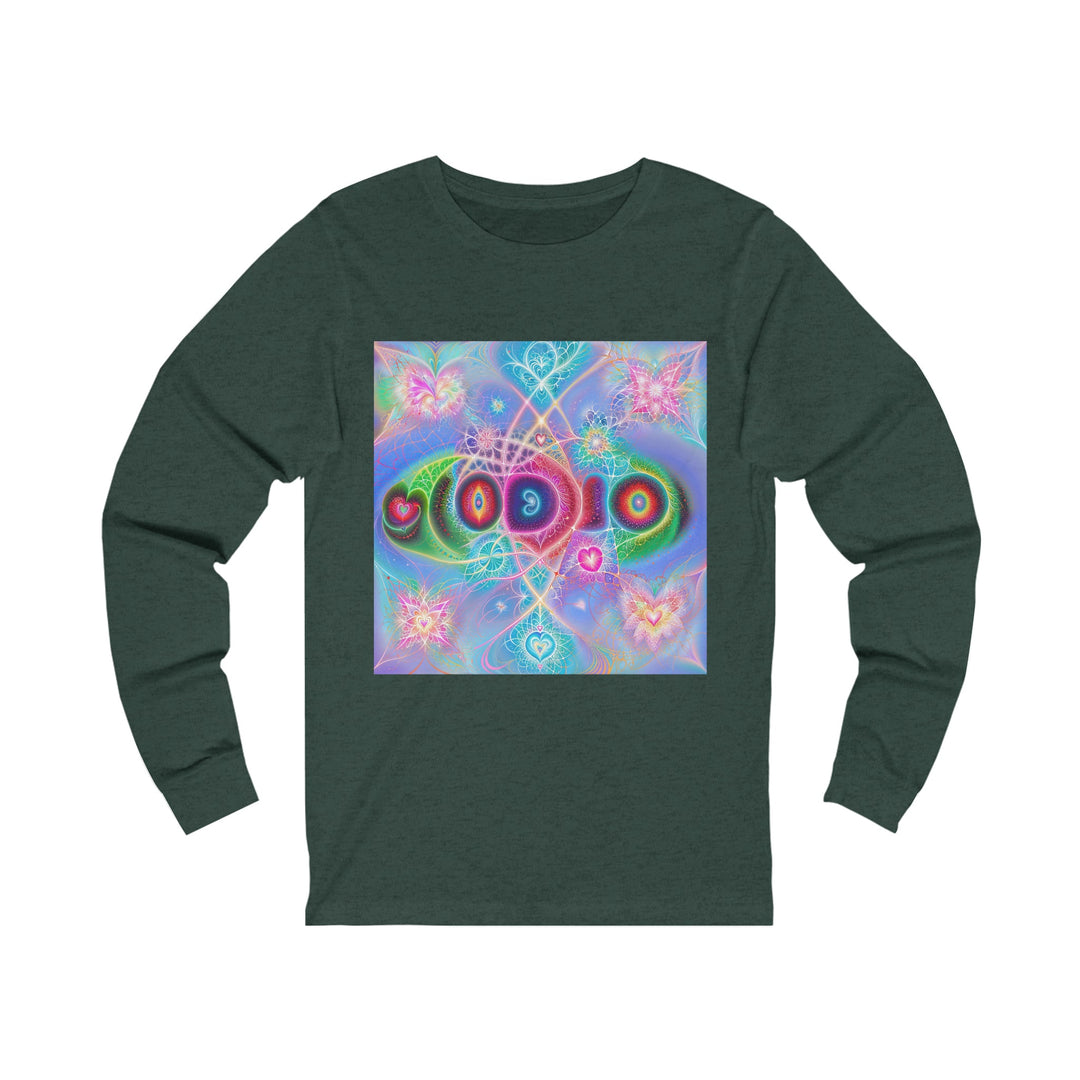 Vibrant Fractal Blossoms - Unisex Jersey Long Sleeve Tee - Long-sleeve - g(0D·IO) - S - Heather Forest -