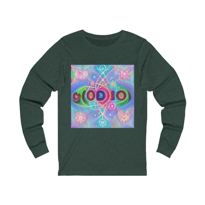 Vibrant Fractal Blossoms - Unisex Jersey Long Sleeve Tee - Long-sleeve - g(0D·IO) - S - Heather Forest -