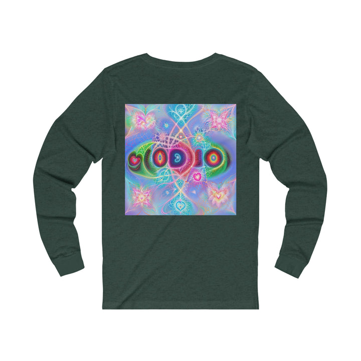 Vibrant Fractal Blossoms - Unisex Jersey Long Sleeve Tee - Long-sleeve - g(0D·IO) - S - Heather Forest -