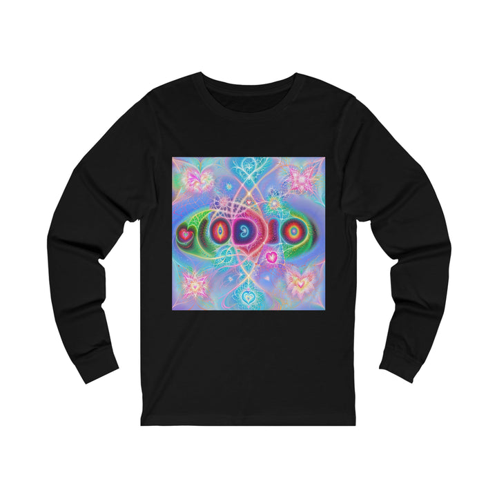 Vibrant Fractal Blossoms - Unisex Jersey Long Sleeve Tee - Long-sleeve - g(0D·IO) - S - Black -